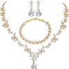 Necklace + Earrings + Bracelet- gold plated