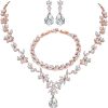 Necklace + Earrings + Bracelet-Rose gold plated
