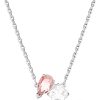 Pendant Necklace - Pink/Clear Crystals