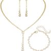 D 3 Pack Gold Necklace Bracelet Earrings