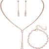 D 3 Pack Rose Gold Necklace Bracelet Earrings