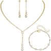 E 3 Pack Gold Necklace Bracelet Earrings