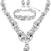 Silver Plated Necklace Bracelet Earrings