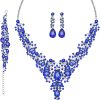 A-Silver Plated Blue Rhinestone+Blue Crystal