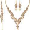 Gold Plated Champagne Necklace Bracelet Earrings
