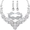 Necklace + Earring + Bracelet (Silver Plated White Crystal)