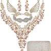 Necklace + Earring + Bracelet +Hair Clips + Wallet (Champagne)