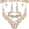 Necklace + Earring + Bracelet +Tiara (Champagne)