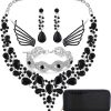 Black-Necklace+Earrings+Bracelet+Hair Clips+Wallet