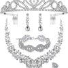White-Necklace+Earrings+Bracelet+Tiara+Ring