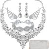 White-Necklace+Earrings+Bracelet+Hair Clips+Wallet