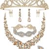 Gold-Necklace+Earring+Bracelet +Tiara+Ring