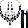 Black - Necklace + Earrings + Bracelet + Gloves
