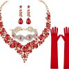 Red - Necklace + Earrings + Bracelet + Gloves