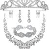 White-Necklace + Earrings + Bracelet + Tiaras