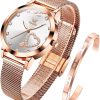 Rose gold band and White dial
