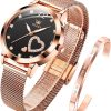 Rose gold band and Black dial