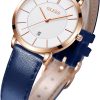 White dial & Rose gold bezel & Navy Blue band