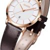 White face & Rose gold bezel & Dark Brown strap