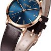 Navy Blue dial & Rose gold bezel & Dark Brown band