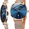 Rose Gold Band & Blue Dial