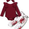 Ribbed-wine Red Floral
