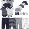 Dark Blue Stripe & Little Stars & Print Set