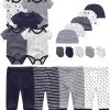 Dark Blue Stripe & Little Stars & Print Set