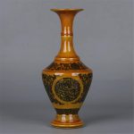 ZSEDP The Egg Yolk Glaze Twigs and The Dragon Pattern Vase Flower Utensils Antique Porcelain Ornaments