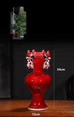 ZSEDP Ceramics Jun Porcelain Antique Vases Furnishings Decorative Arts and Crafts Double Ears Leaf Mouth Vases - Image 7