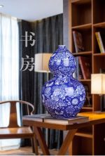 ZSEDP Jingdezhen Flower Pattern Vase Antique Porcelain Blue and White Porcelain Porch Gourd Ornaments - Image 2