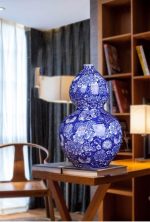 ZSEDP Jingdezhen Flower Pattern Vase Antique Porcelain Blue and White Porcelain Porch Gourd Ornaments - Image 3