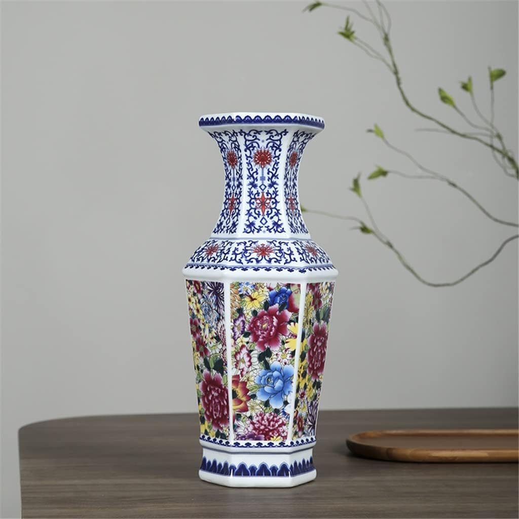 251024115810013_1 ZSEDP Antique Ceramic Vase Hexagonal Vase Blue and White Porcelain Chinese Style Living Room Flower Decoration Crafts - Image 1
