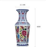 ZSEDP Antique Ceramic Vase Hexagonal Vase Blue and White Porcelain Chinese Style Living Room Flower Decoration Crafts - Image 3