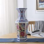 ZSEDP Antique Ceramic Vase Hexagonal Vase Blue and White Porcelain Chinese Style Living Room Flower Decoration Crafts - Image 4
