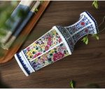 ZSEDP Antique Ceramic Vase Hexagonal Vase Blue and White Porcelain Chinese Style Living Room Flower Decoration Crafts - Image 5