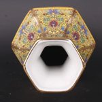 ZSEDP Jingdezhen Antique Enamel Hexagons Vase Yellow Flower and Bird Pattern Vase - Image 3