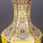 ZSEDP Jingdezhen Antique Enamel Hexagons Vase Yellow Flower and Bird Pattern Vase - Image 4