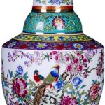 ZSEDP Jingdezhen Ceramic Antique Enamel Flower Vase Flower Arrangement Decoration Chinese Style Living Room