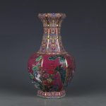 ZSEDP Enamel Red Flower and Bird Hexagonal Vase Antique Jingdezhen Porcelain Household Chinese Decoration - Image 2