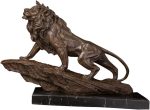 FKGJKT Antique Bronze Casting Animal Statue Sculpture Wild Animal Roaring Lion Figurines for Indoor Decoration