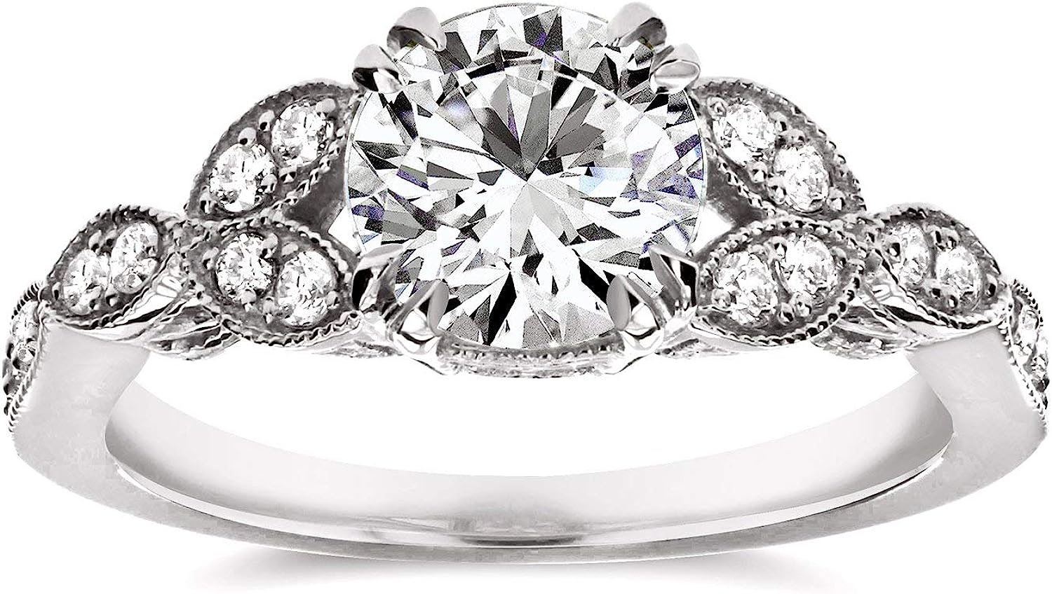 251102112049355_1 Kobelli Antique Style Round-cut Diamond Engagement Ring 1 1/5 CTW in 14k White Gold - Image 1