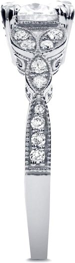 Kobelli Antique Style Round-cut Diamond Engagement Ring 1 1/5 CTW in 14k White Gold - Image 2