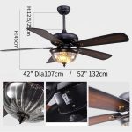 ZHYH Classic Antique Ceiling Fan with Led Light and Remote for Outdoor Corridor or Living Room Bulbs Reverse Function ( Color : 220-240V.42 inch ) - Image 2