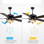ZHYH Classic Antique Ceiling Fan with Led Light and Remote for Outdoor Corridor or Living Room Bulbs Reverse Function ( Color : 220-240V.42 inch ) - Image 7