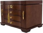 ZSEDP Jewelry Box With Lock Antique Wooden Chinese Style European Jewelry Storage Box Chinese Retro Jewelry Box (Color : E, Size : 29 * 19 * 20cm) - Image 3