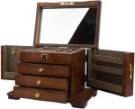 ZSEDP Jewelry Box With Lock Antique Wooden Chinese Style European Jewelry Storage Box Chinese Retro Jewelry Box (Color : E, Size : 29 * 19 * 20cm) - Image 4