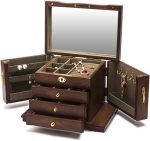 ZSEDP Jewelry Box With Lock Antique Wooden Chinese Style European Jewelry Storage Box Chinese Retro Jewelry Box (Color : E, Size : 29 * 19 * 20cm) - Image 5