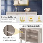 JFGJL Buffet Sideboard Wooden Cabinet with Adjustable Shelves for Entryway Living Room Bedroom Antique Gray Sideboard - Image 8