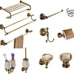 ZSEDP Antique Brass Carved Towel Paper Holder Bathroom Towel Rack Bathroom Accessories Retro Faucet Bathroom Hardware Set